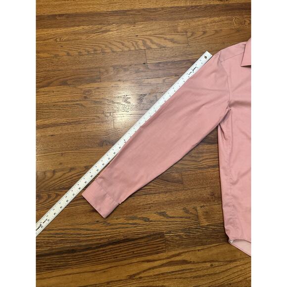 Calvin Klein Men’s Dress Shirt Pink 15.5 34/35 M Steel Plus Slimfit Wrinkle Free - Picture 10 of 12